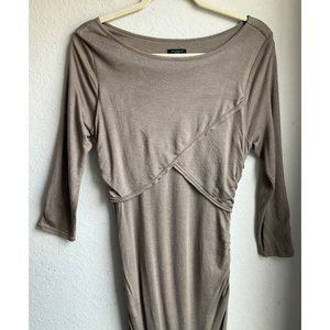 Ann Taylor Sz.12 Rushed Midi Dress Crossover Bodycon Lyocell 3/4 sleeve *Read*